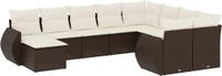 vidaXL 10-delige Loungeset met kussens, polyrattan, bruin