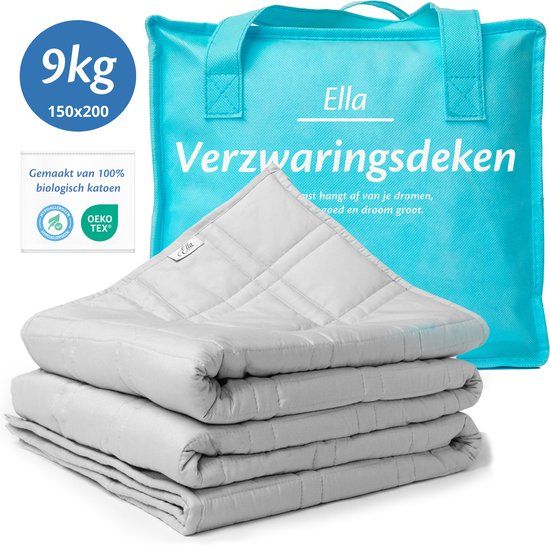 EL-Life Ella Sleeps Verzwaringsdeken 9 kg - 150 x 200cm - Grijs - OEKO-TEX Katoen - Weighted Blanket