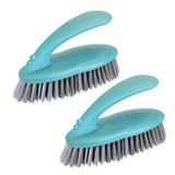 Vigar Set van 2 multifunctionele borstels, harde en robuuste borstels, schuurborstel met ergonomische handgreep voor badkamer, douche, bad, tegels, muur, 16 x 7 x 9 cm, blauw