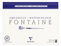 Clairefontaine 96429C Vierzijdig Gelijmd Blok Fontaine - 25 Vellen Wit Aquarelpapier 100% Katoen Grove Korrel Professionele Kwaliteit 24x30 cm 300g