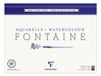 Clairefontaine 96429C Vierzijdig Gelijmd Blok Fontaine - 25 Vellen Wit Aquarelpapier 100% Katoen Grove Korrel Professionele Kwaliteit 24x30 cm 300g