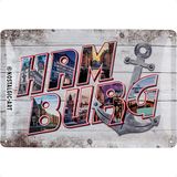 Nostalgic-Art Retro metalen bord Hamburg letters anker cadeau-idee metaal vintage decoratie 20x30cm
