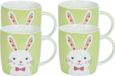 Merkloos / Sans marque Koopman International Pasen thema mok met paashaas - Lichtgroen - Porselein - 370 ml - 6 stuks