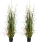 VEVOR Artificiel gazon plante, 2-pack, 1499 mm, roseau artificiel en pot, plante artificielle en PVC, arbuste d'herbe, arbustes pour intérieur et extérieur, maison, jardin, bureau, décoration de chambre, pendaison de crémaillère, vert