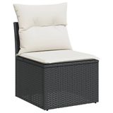 vidaXL 11-delige Loungeset met Kussens, Poly Rattan, Zwart