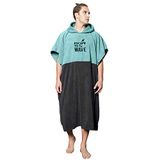 Vulken Serviette de plage extra large, avec capuche, bleu-vert, épaisse, poncho de surf, pour hommes, changement facile en public, tissu microfibre à séchage rapide pour la plage, la piscine, le lac, le parc aquatique L/XL