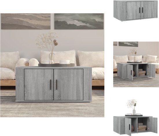 vidaXL Salontafel 80x50x36 cm bewerkt hout grijs sonoma eikenkleurig