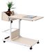 Bureau d'ordinateur portable sur roulettes, avec tiroir, réglable en hauteur, de couleur blanche