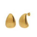 Lucardi Dames Stainless steel goldplated oorknoppen druppel
