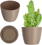 KADAX Bloempot van kunststof, diameter 11 - 19 cm, 7 kleuren, eenvoudige plantenpot, moderne plantenbak, robuuste bloempotbescherming, ronde pot (⌀ 11 cm, beige)