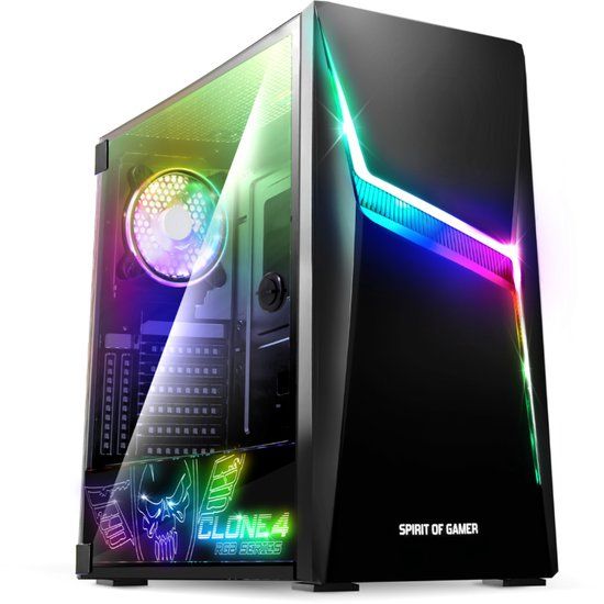 Spirit of Gamer Clone 4 ATX Gaming Behuizing - RGB Verlichte Tower Case met Gehard Glas