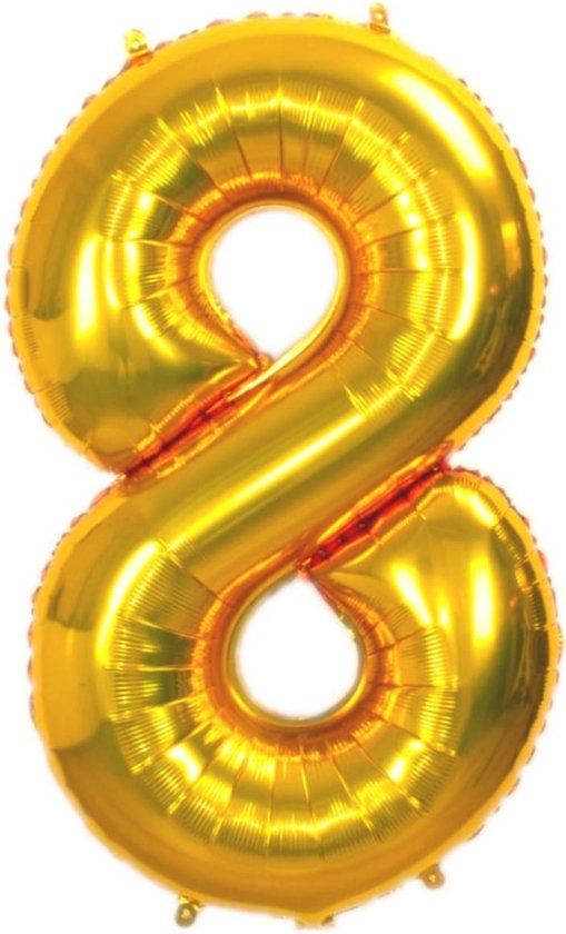 Gouden Folie Ballon Cijfer 8 - 86 cm - Verjaardag Versiering