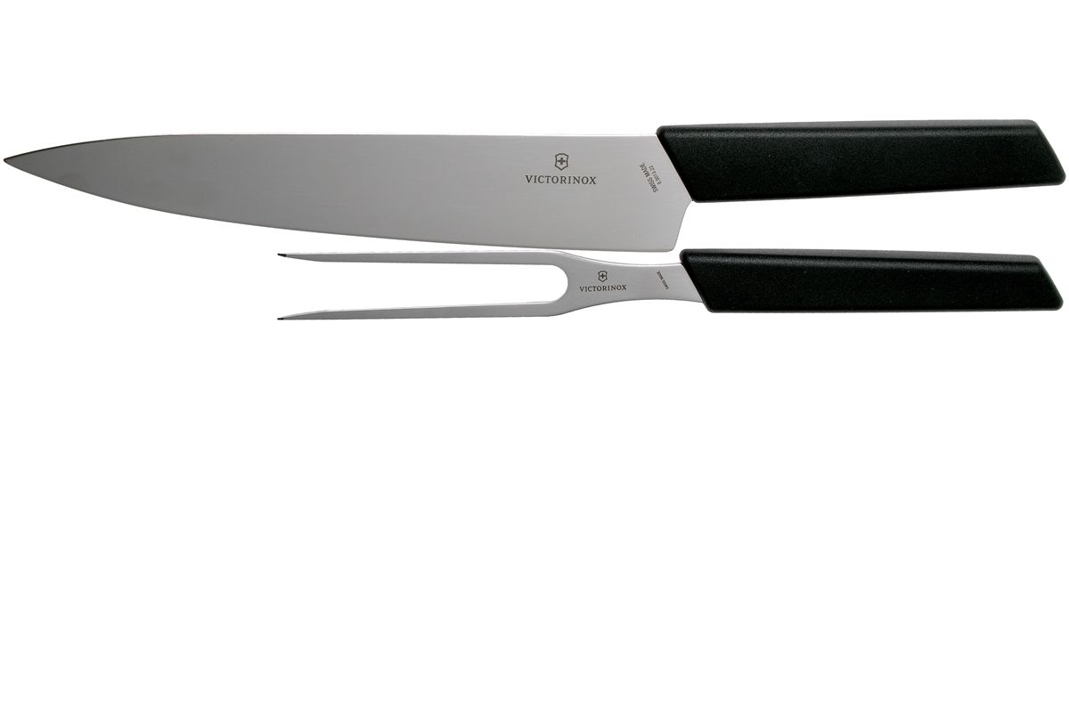 Victorinox Swiss Modern vleesmes en vleesvork, zwart - 7611160092557