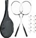 Relaxdays Badminton Set met tas, 2 badmintonrackets, 10 shuttles, kinderen & volwassenen, camping, tuin, zwart-wit