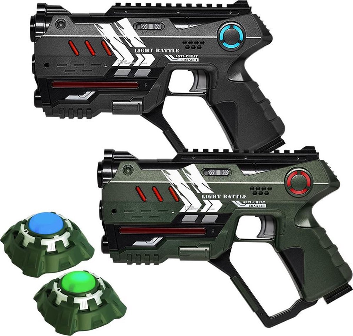 Light Battle Connect Laser game set - Metallic Groen/Grijs - 2 Laserguns + 2 Targets