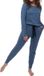 Ammann Dames pyjama Night & Home blauw lange mouw 50% Katoen, 50% Modal