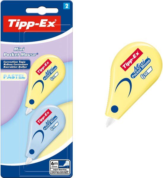 Tipp-Ex Mini Pocket Mouse Correctieroller Pastel - 6m x 5mm - 2 Stuks