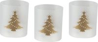 2shop Theelicht Glas met kerstdecoratie en flikkerend led