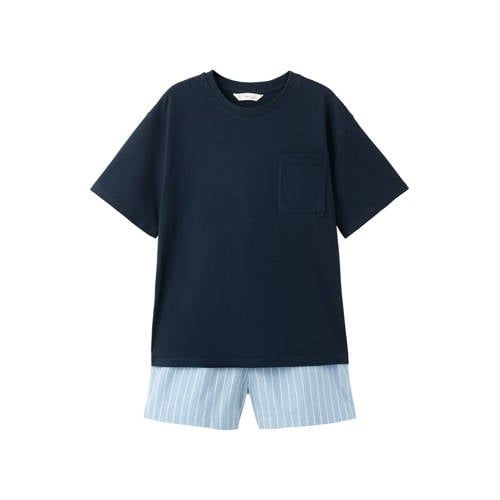 Mango Kids shortama donkerblauw/lichtblauw