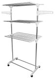 Tendedero plegable de acero inoxidable, tendedero independiente para interiores, altura 152 cm, color plateado