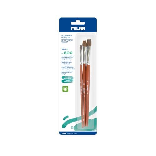 MILAN® Blisterverpakking met 3 platte penselen - Serie 121 - Nr. 6, 10 en 14