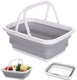 Lavabo pliable avec poignée - Gris, peu encombrant