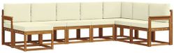 vidaXL - Ensemble de salon d'angle - 8 places assises - Naturel et crème - Acacia bois