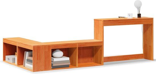 vidaXL Nachtkastje met bureau 232x112x75 cm grenenhout wasbruin