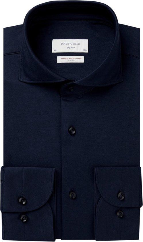 Profuomo Japanese Knitted Overhemd Donkerblauw Maat 41 Heren