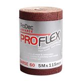 ProDec Advance PAPFV60 5 m rol 60 grit grove kwaliteit ProFlex Ultra flexibel scheurbestendig aluminiumoxide schuurpapier voor het schuren van hout, verf, gips, vulmiddel, metaal en meer, 115 mm breed