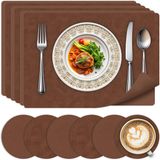Ibenzoa® sets de table résistants à la chaleur et lavables avec sous-verres pour la maison et la cuisine - Marron