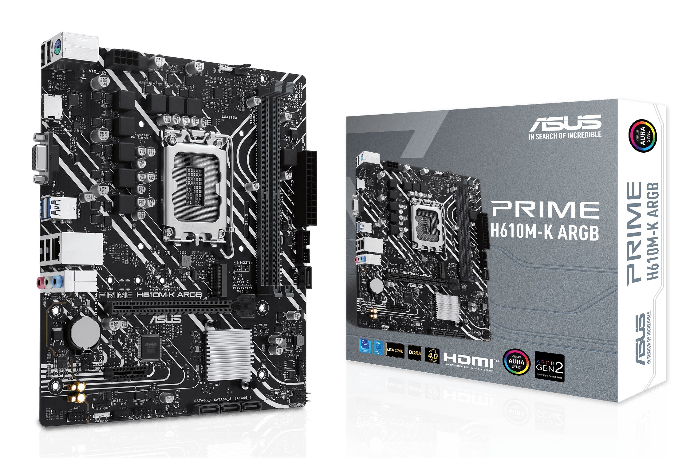 ASUS PRIME H610M-K ARGB - DDR5 - Micro ATX Motherboard