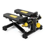 TREXO Stepper voor thuistraining, fitness, cardio, pedalhoogte en weerstand, verstelbaar, gemakkelijk af te lezen, robuuste kabels, draagvermogen tot 100 kg, zwart/geel TRX-FS100
