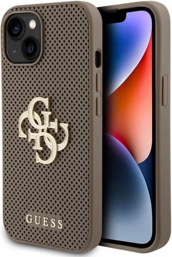 Guess Perforated 4G Back Case for Apple iPhone 15 - Taupe