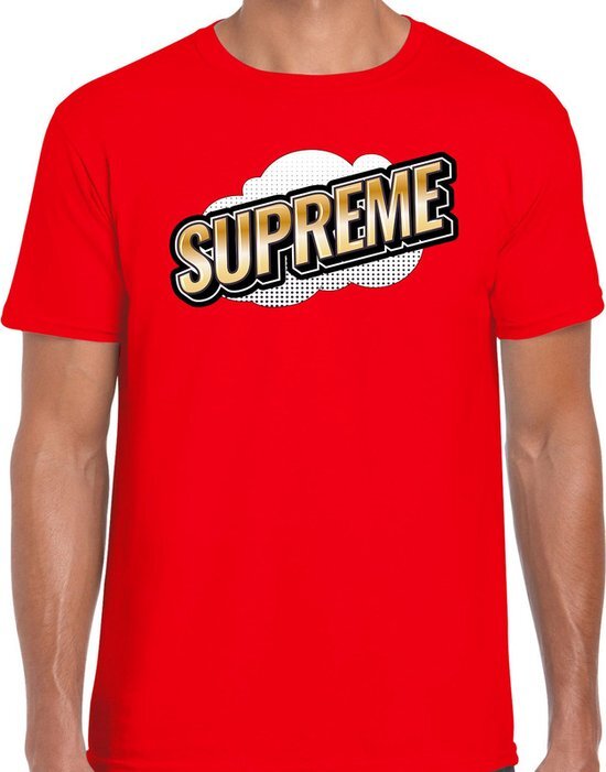 Bellatio Decorations Supreme fun tekst t-shirt voor heren rood in 3D effect L