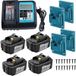 Powerwings – Pack De 4 Batteries 18v 5,0ah Pour Makita Bl1850b – Chargeur Dc18rc – Compatible Bl1860b Bl1840b Bl1830b – Technologie Lithium