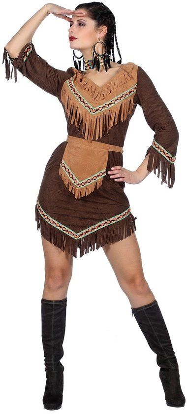 Wilbers Indianen Vrouw Bruin-52 - Polyester - EAN: 8718348046186