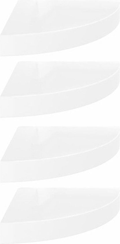 vidaXL Zwevende Hoekplanken 4 st Hoogglans Wit 25x25x3,8 cm MDF