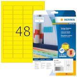 HERMA 4366 Gekleurde etiketten A4 afneembaar (45,7 x 21,2 mm, 20 velles, papier, mat) zelfklevend, bedrukbaar, verwijderbaar en opnieuw klevende kleurenlabels, 960 etiketten voor printer, geel