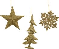 Decoris Kaemingk Hanger plastic glitter lichtgoud assorti kerstbal hangdeco kerst