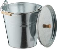 Merkloos / Sans marque Relaxdays Asemmer met deksel - 12,5 liter - metaal - zilver