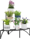 Outsunny plantenstandaard - metaal - zwart - 87L x 60B x 60H cm