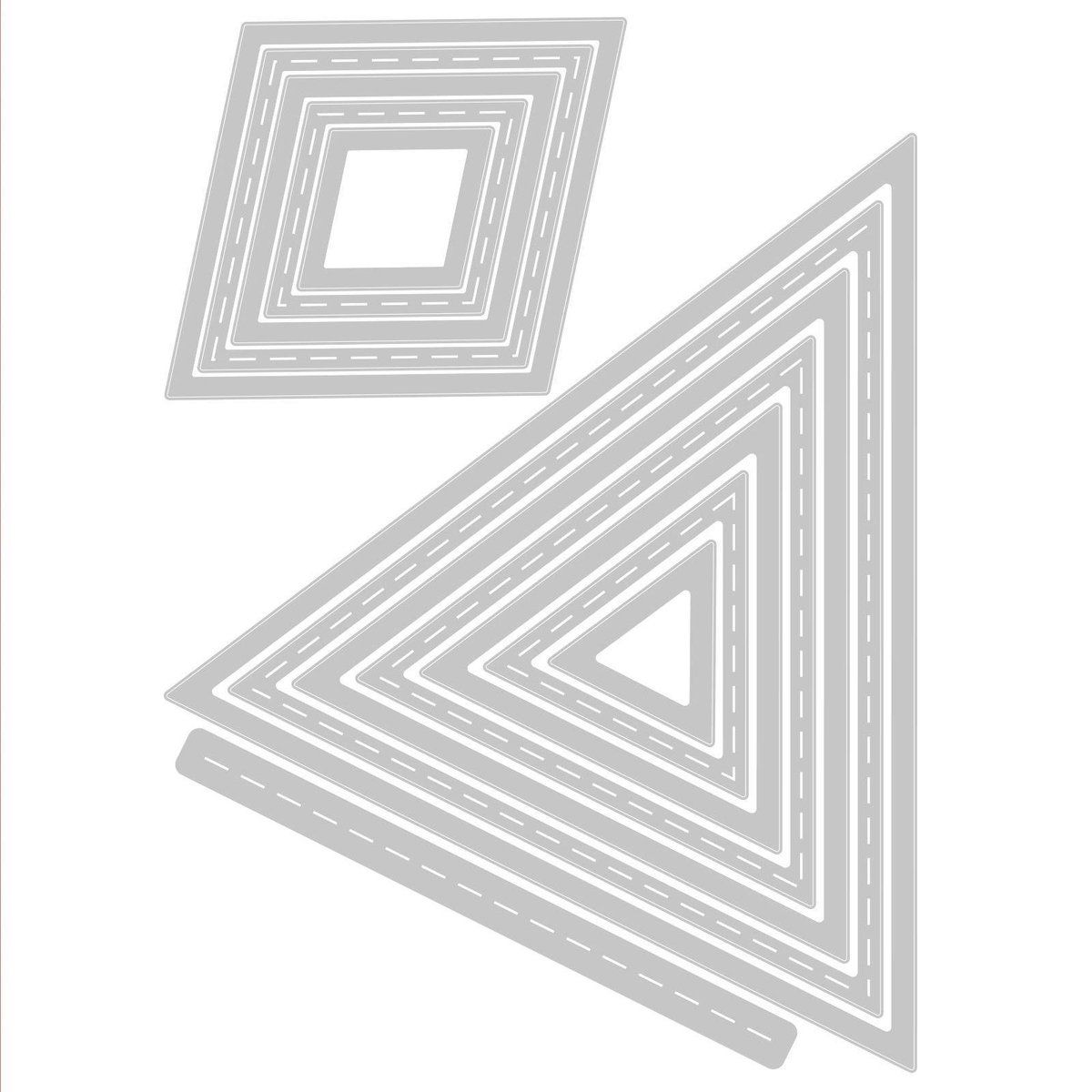 Sizzix Framelits Die 665068 Geo gestikte frames van Olivia Rose, 13 Pack, Multi kleuren, Een maat