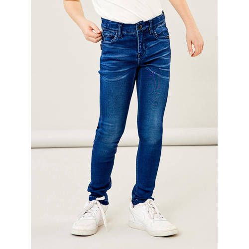 NAME IT KIDS slim fit jeans NKMTHEO dark blue denim