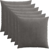 vidaXL Kussensloop 6 pcs ALMELO Donkergrijs 70 x 70 cm corduroy