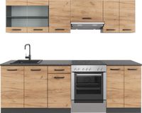 Vicco Keukenblok R-Line, Goudkleurig Eiken/Antraciet, 240 cm