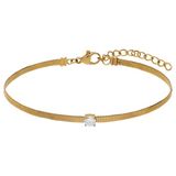 Lucardi - Dames Stainless steel goldplated armband herringbone zirkonia - Armband - Staal - Goudkleurig - 19.50 cm