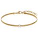 Lucardi - Dames Stainless steel goldplated armband herringbone zirkonia - Armband - Staal - Goudkleurig - 19.50 cm