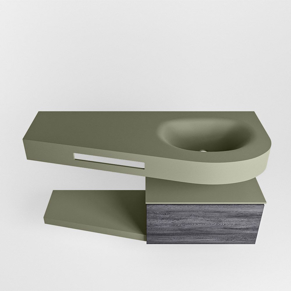 Mondiaz Riva Dulcet badkamermeubel rechts 120 cm army en antracite