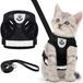 Ibenzoa® Harnais anti-évasion pour animaux de compagnie en maille douce et laisse réglable pour petits animaux - Noir, L